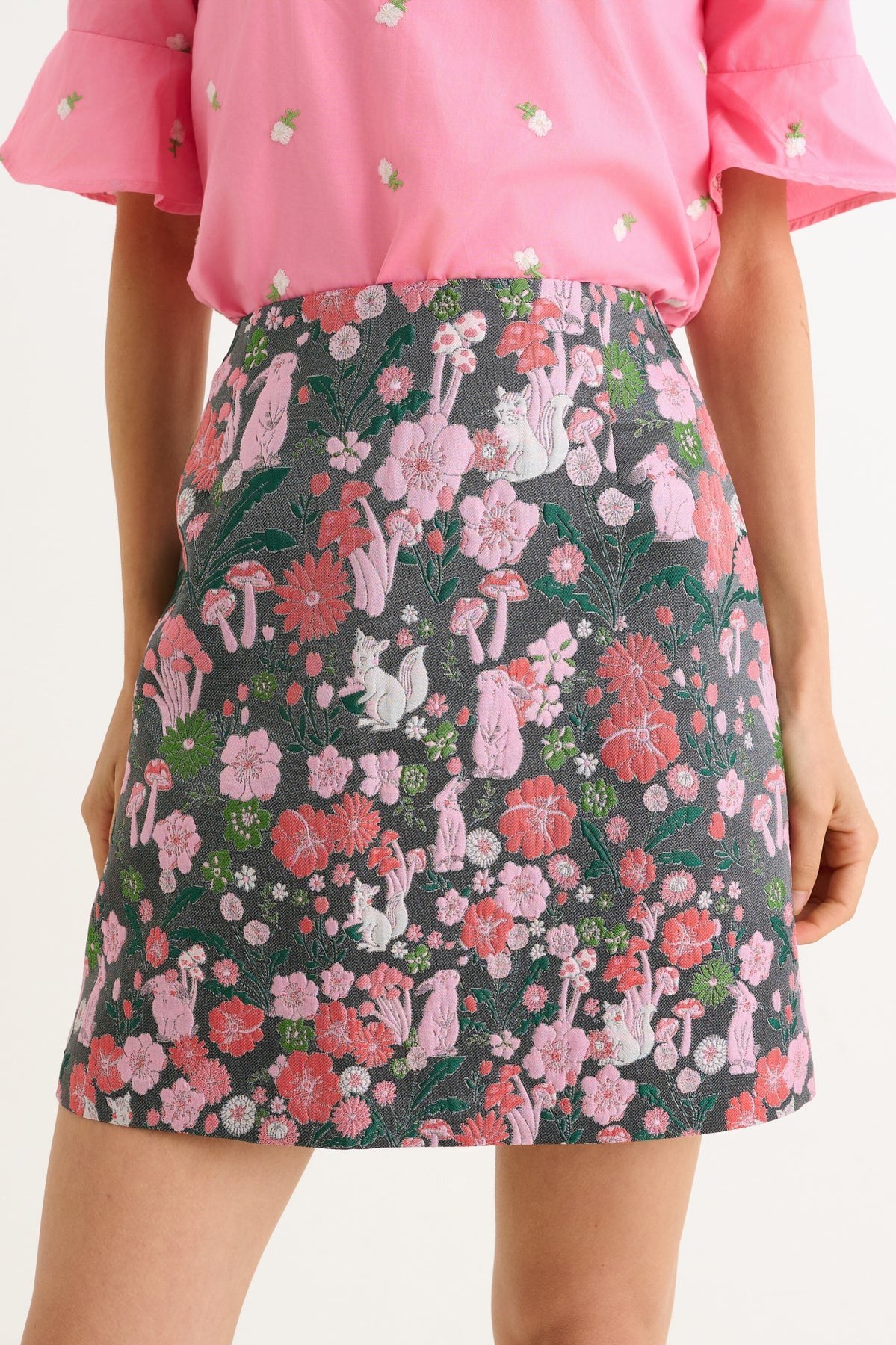 Louche London jacquard pink dress detail