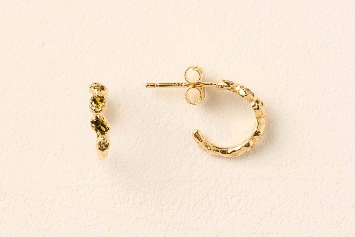 Green-accented Agapée hoop earrings